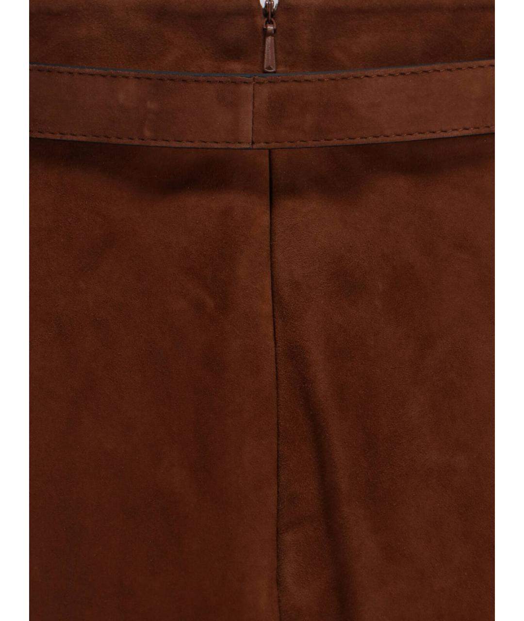 MAX MARA Коричневая кожаная юбка миди, фото 5