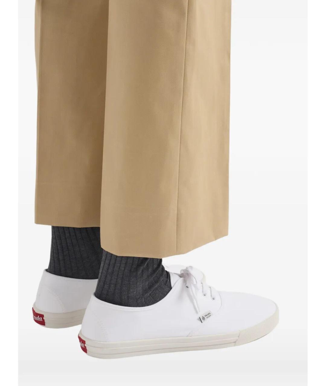 PRADA Белые текстильные низкие кроссовки / кеды, фото 2