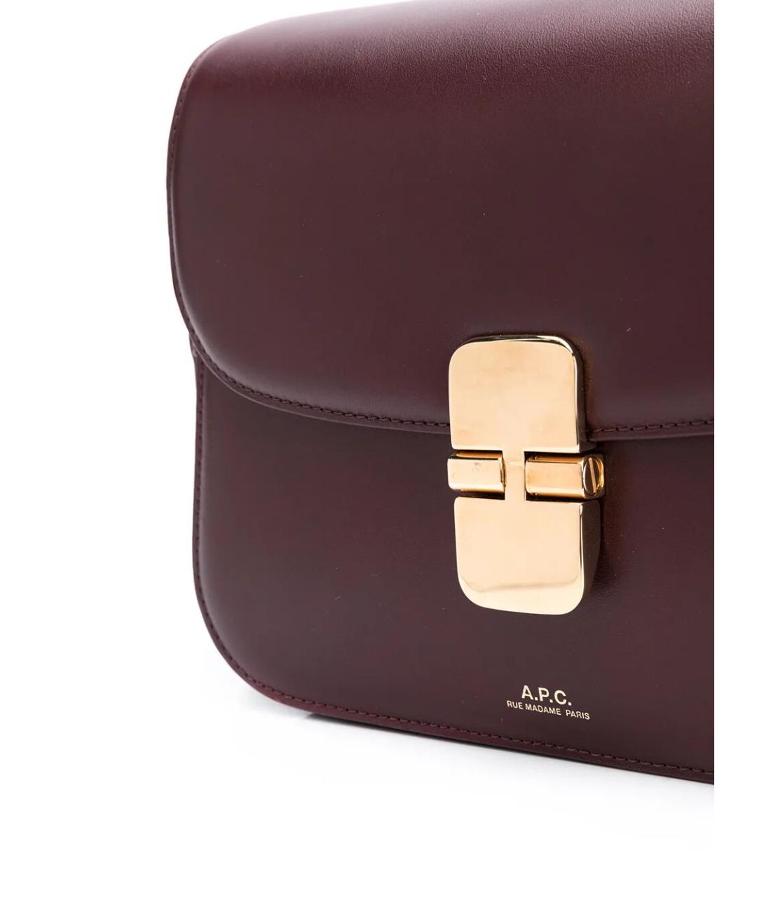 A.P.C. Бордовая кожаная сумка через плечо, фото 3