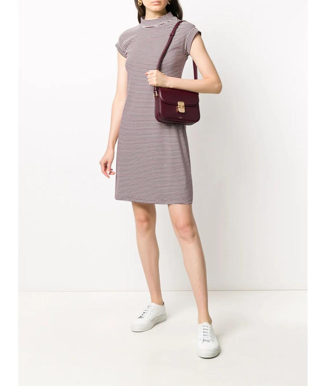 A.P.C. Бордовая кожаная сумка через плечо, фото 2