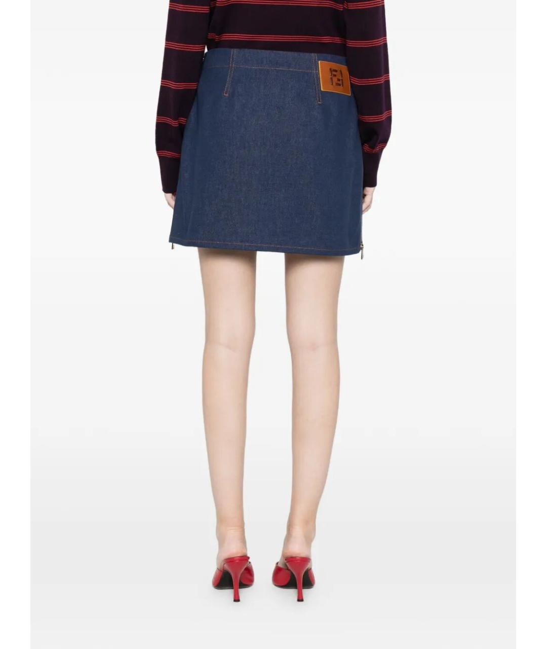 FENDI Синяя хлопковая юбка мини, фото 6