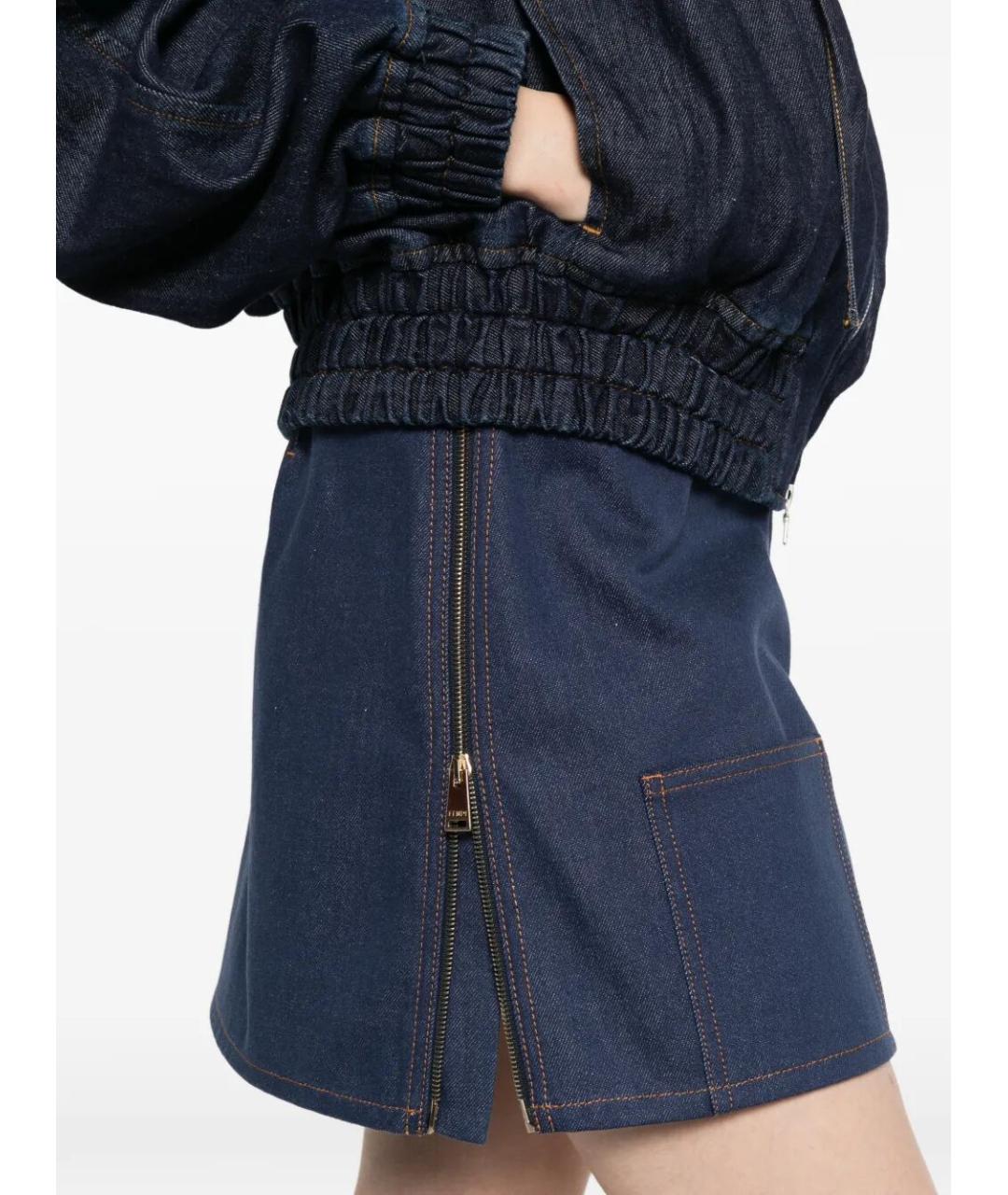 FENDI Синяя хлопковая юбка мини, фото 5