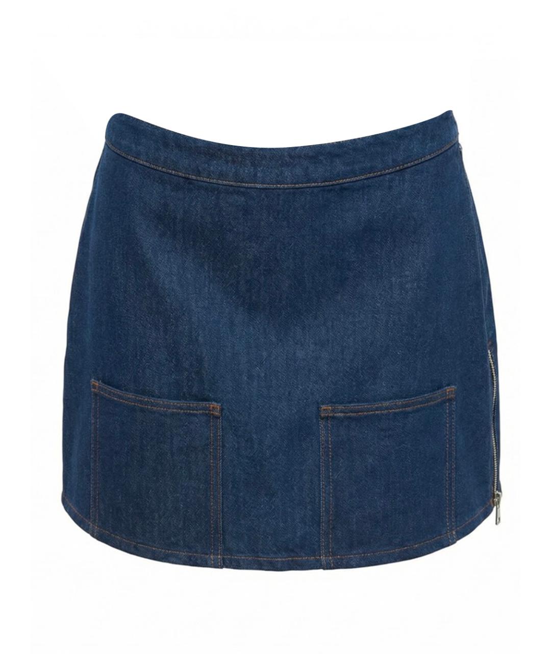 FENDI Синяя хлопковая юбка мини, фото 1