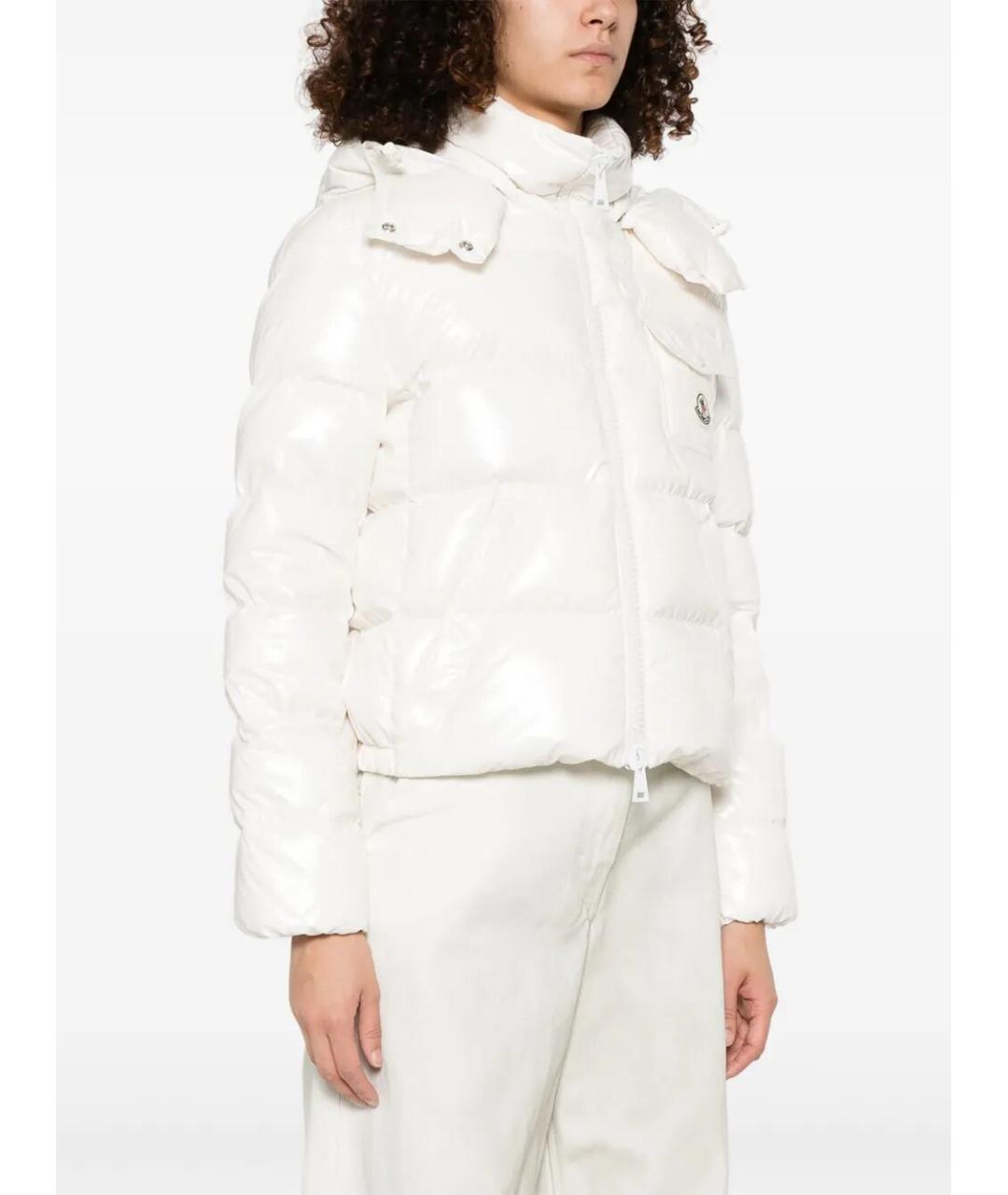 MONCLER Белый полиамидовый пуховик, фото 3