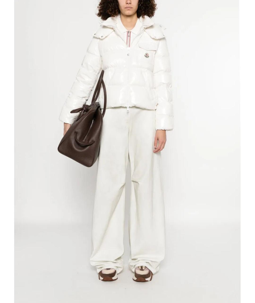 MONCLER Белый полиамидовый пуховик, фото 2