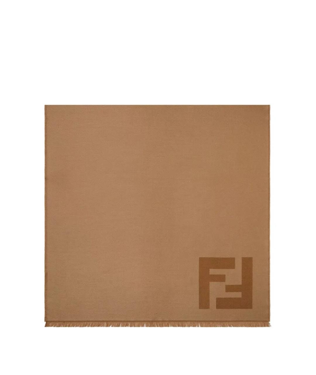FENDI Бежевый шерстяной шарф, фото 1