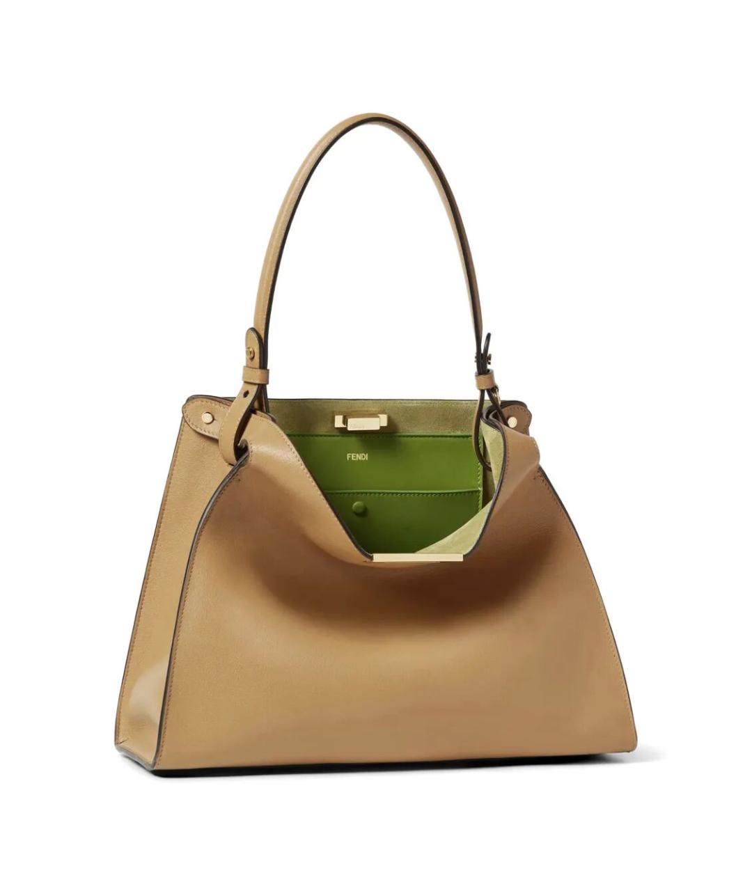 FENDI Бежевая кожаная сумка тоут, фото 4