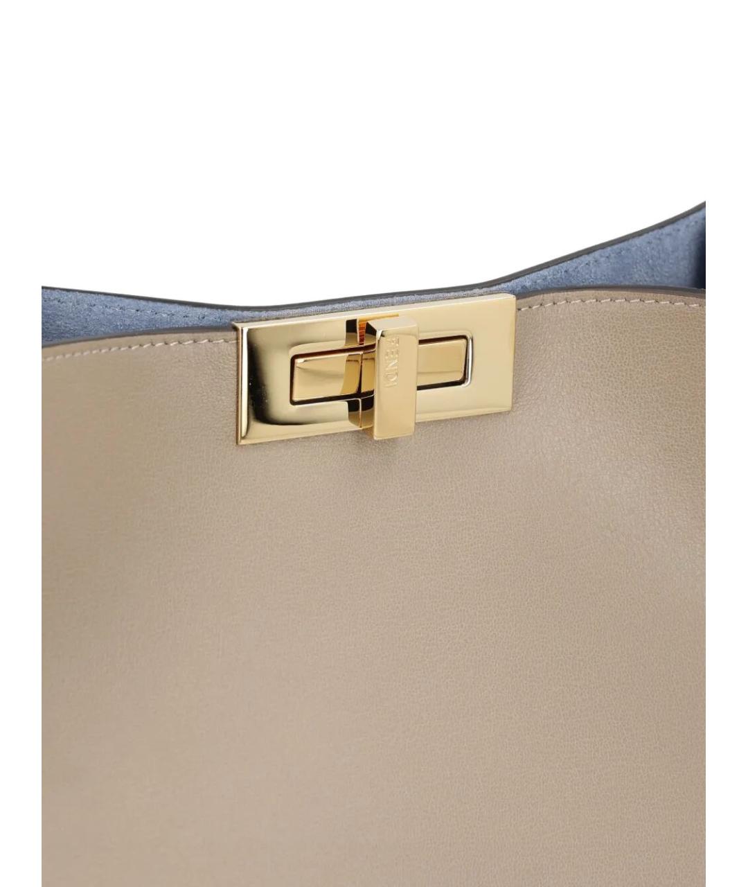 FENDI Бежевая кожаная сумка тоут, фото 3