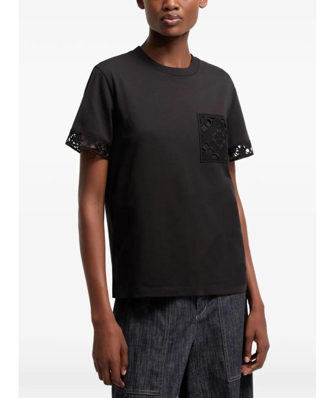 MONCLER Черная хлопковая футболка, фото 2