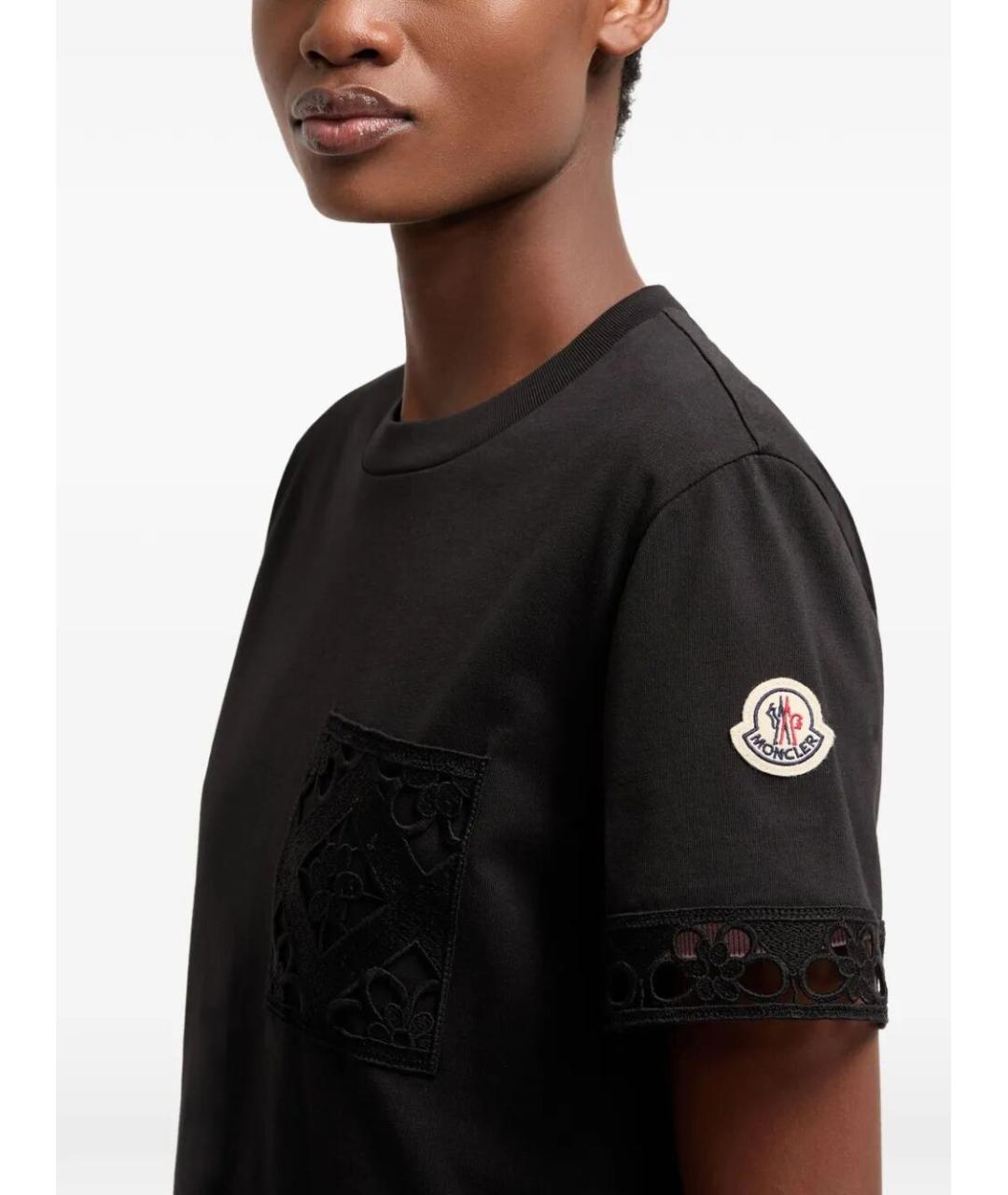 MONCLER Черная хлопковая футболка, фото 4