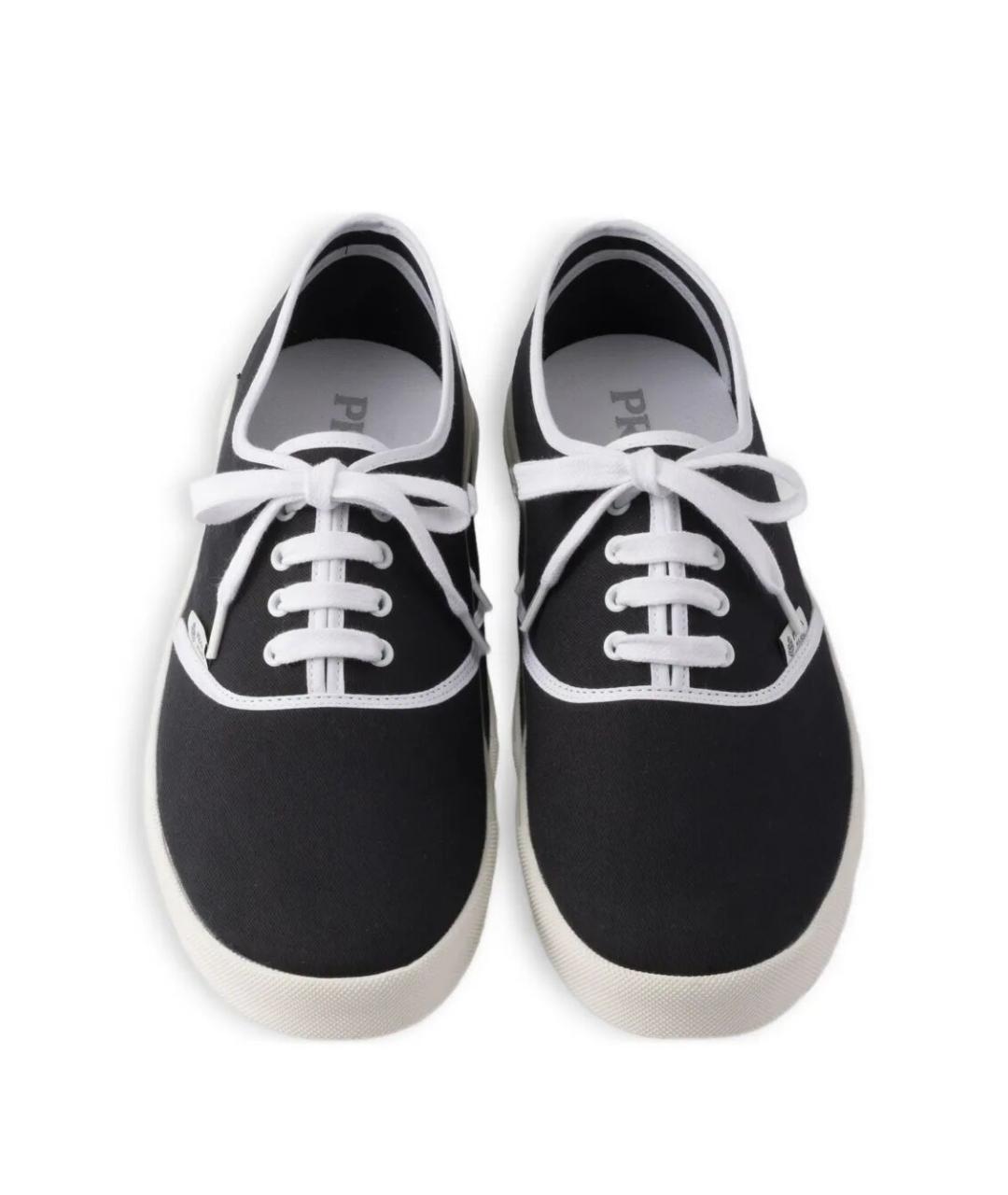 PRADA Черные текстильные низкие кроссовки / кеды, фото 4