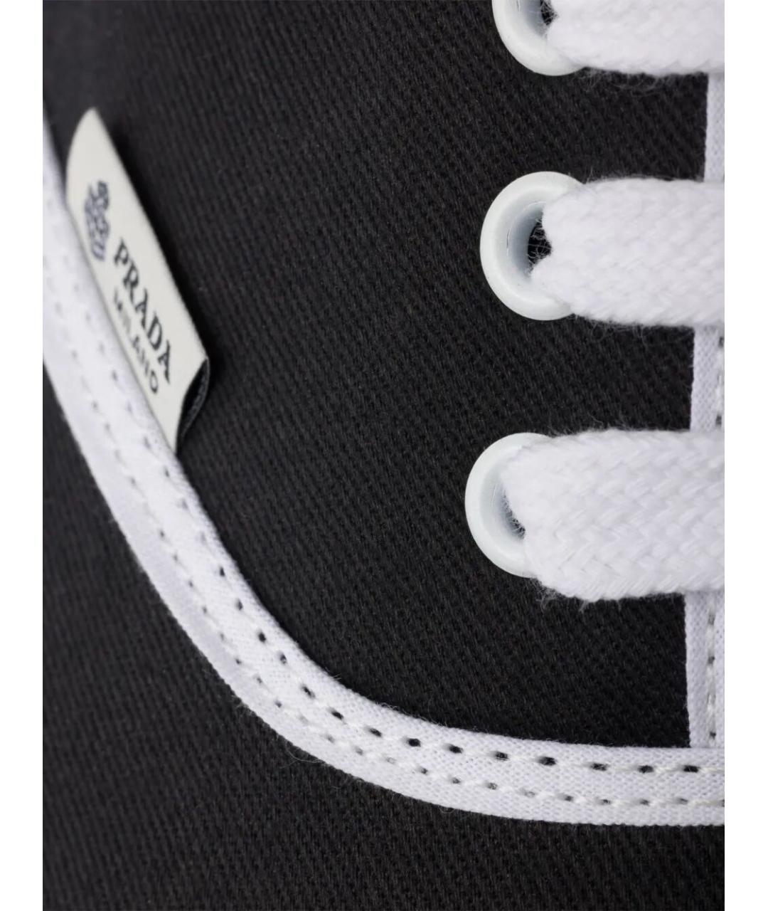 PRADA Черные текстильные низкие кроссовки / кеды, фото 5