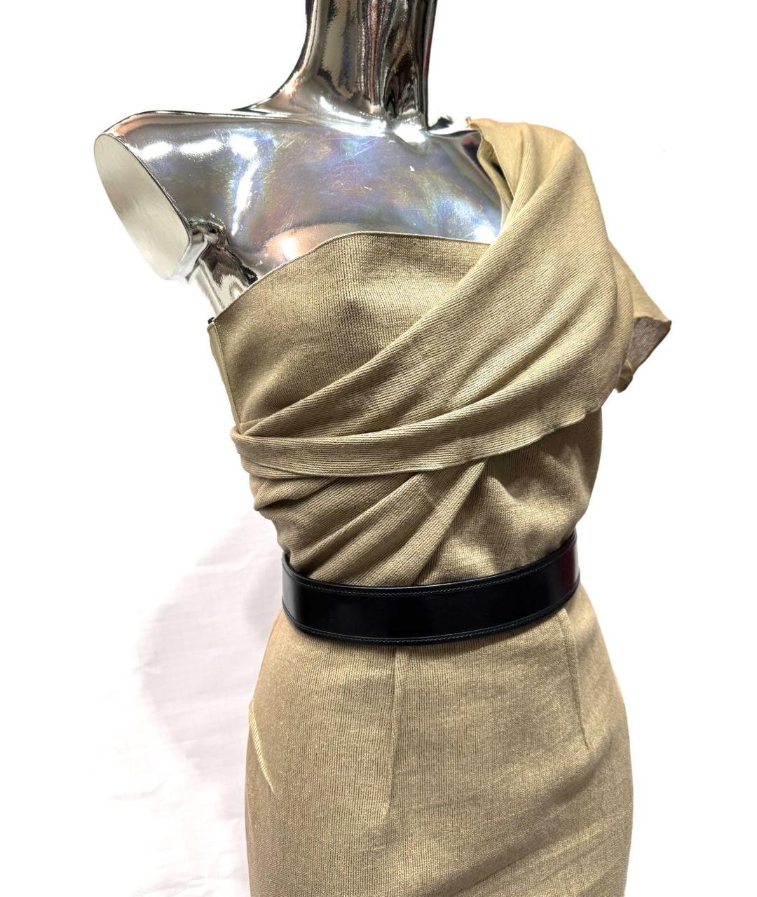 ROLAND MOURET Бежевое хлопковое коктейльное платье, фото 6