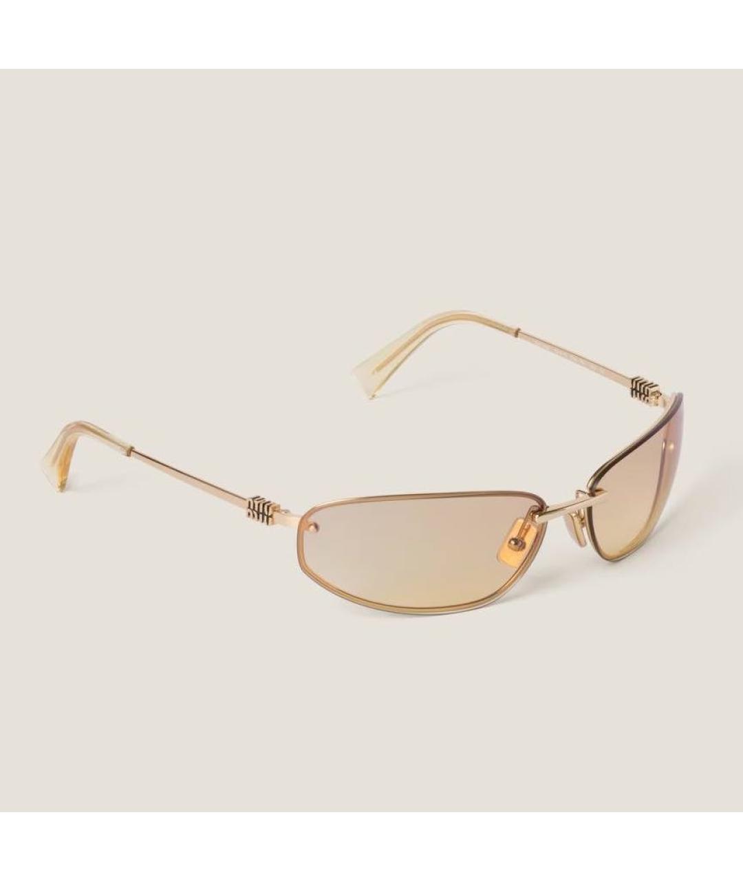 MIU MIU Бежевые металлические солнцезащитные очки, фото 7