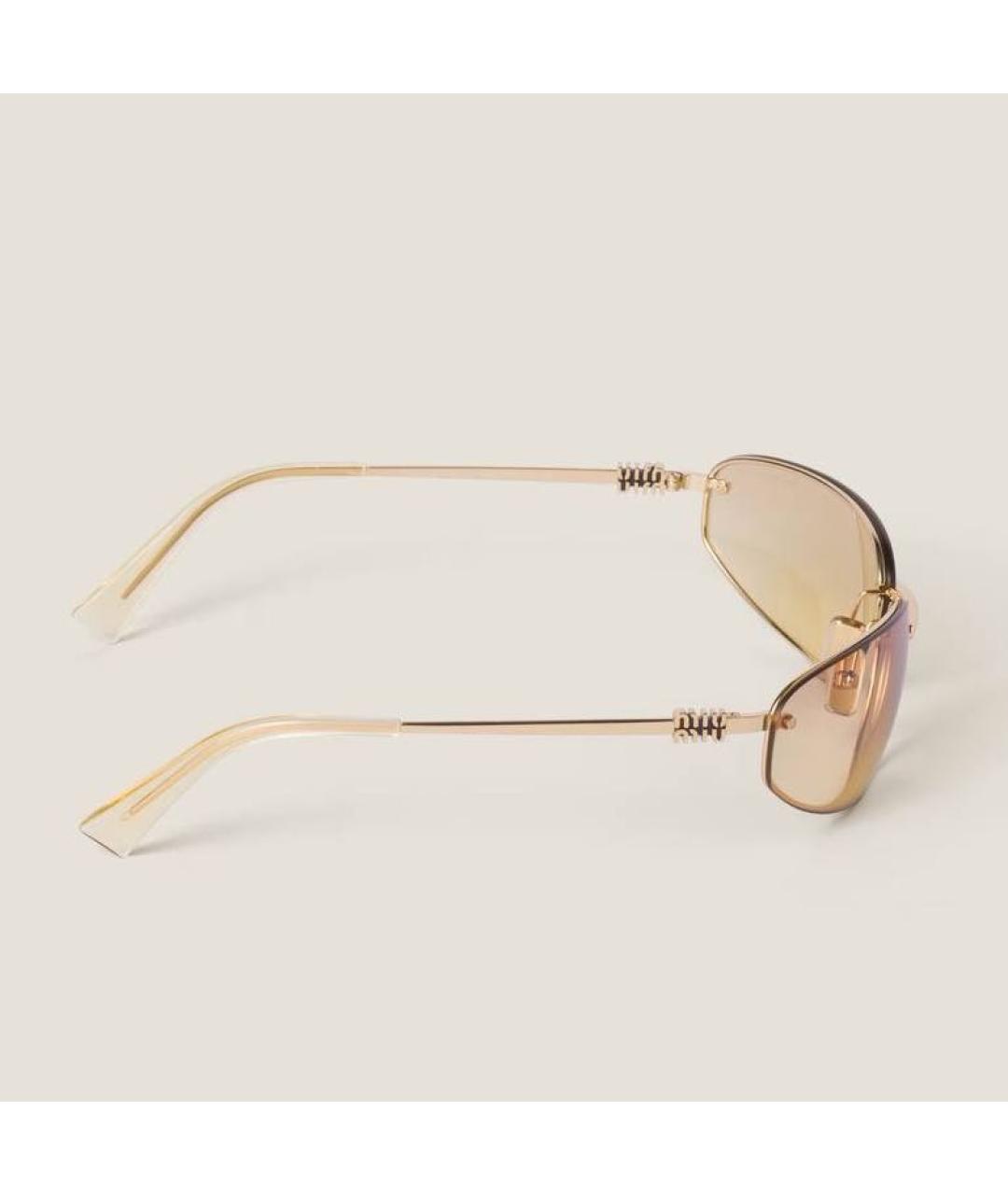 MIU MIU Бежевые металлические солнцезащитные очки, фото 2