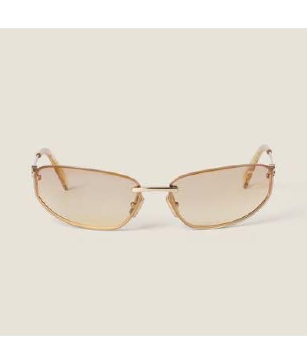 MIU MIU Бежевые металлические солнцезащитные очки, фото 3