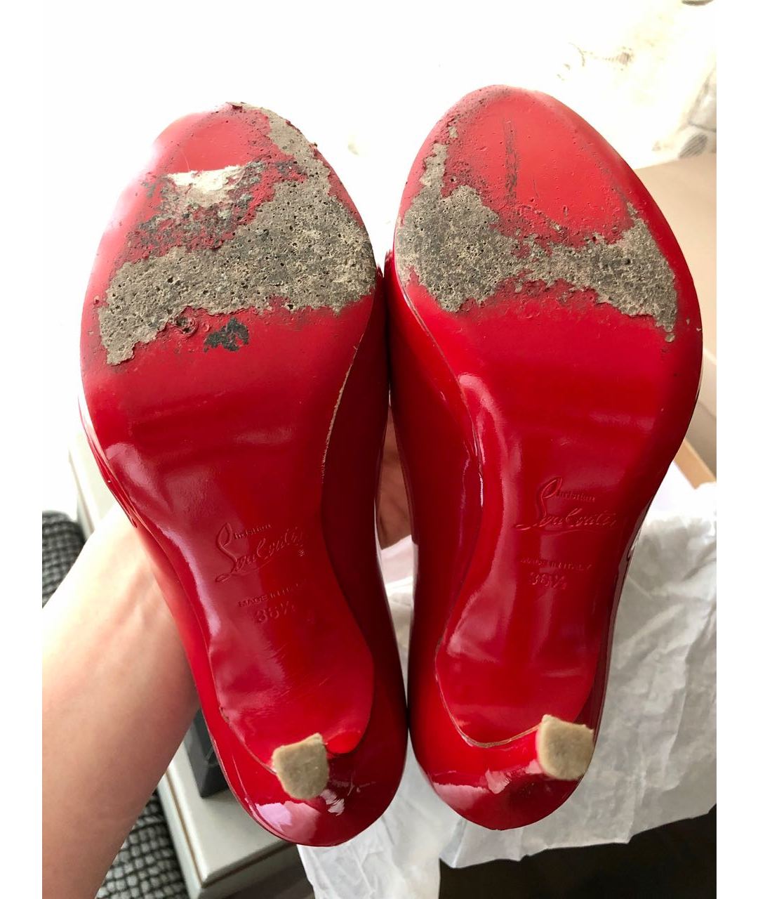 CHRISTIAN LOUBOUTIN Красные туфли из лакированной кожи, фото 4