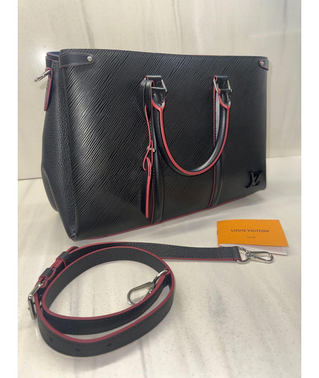 LOUIS VUITTON Темно-синяя кожаная сумка тоут, фото 2