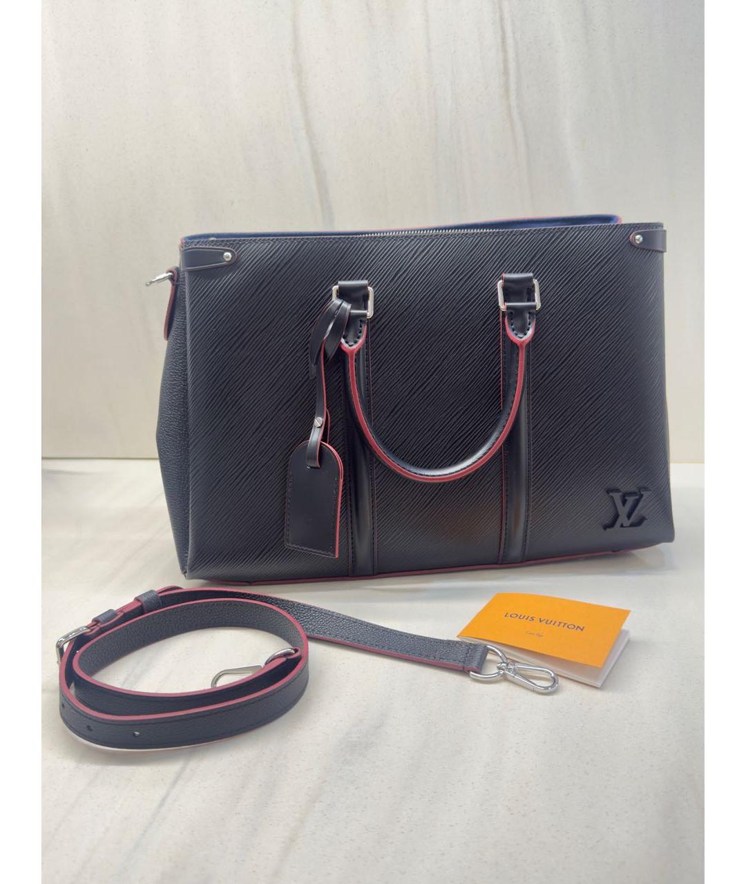 LOUIS VUITTON Темно-синяя кожаная сумка тоут, фото 7