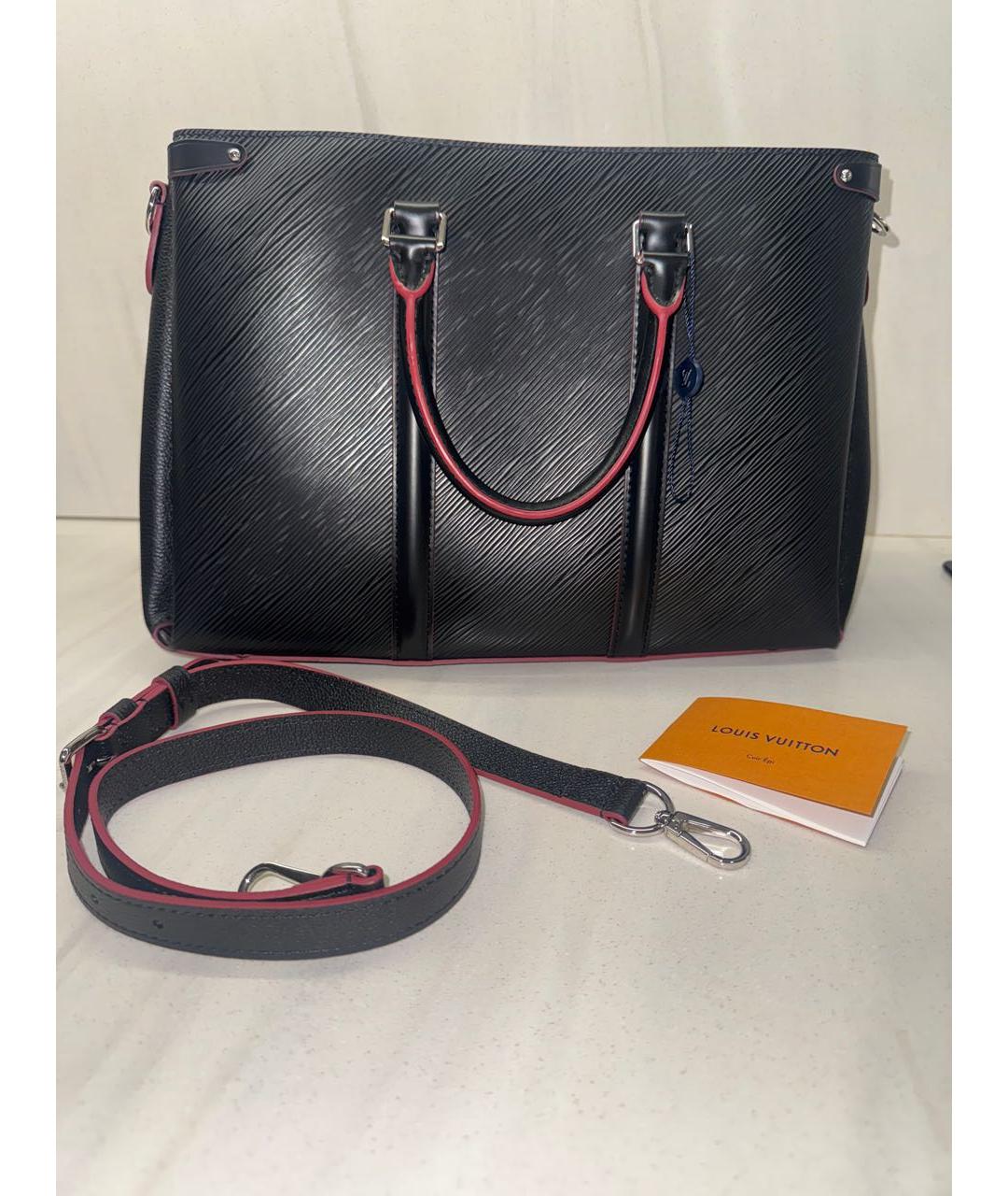 LOUIS VUITTON Темно-синяя кожаная сумка тоут, фото 3