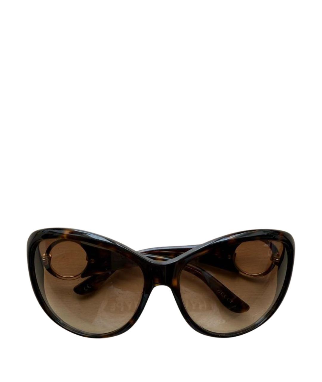GUCCI Коричневые пластиковые солнцезащитные очки, фото 1