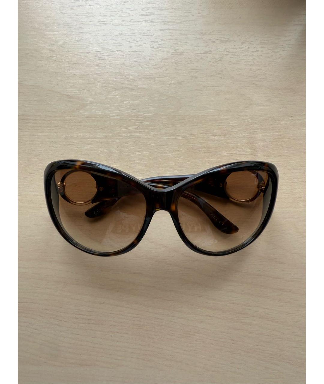GUCCI Коричневые пластиковые солнцезащитные очки, фото 8