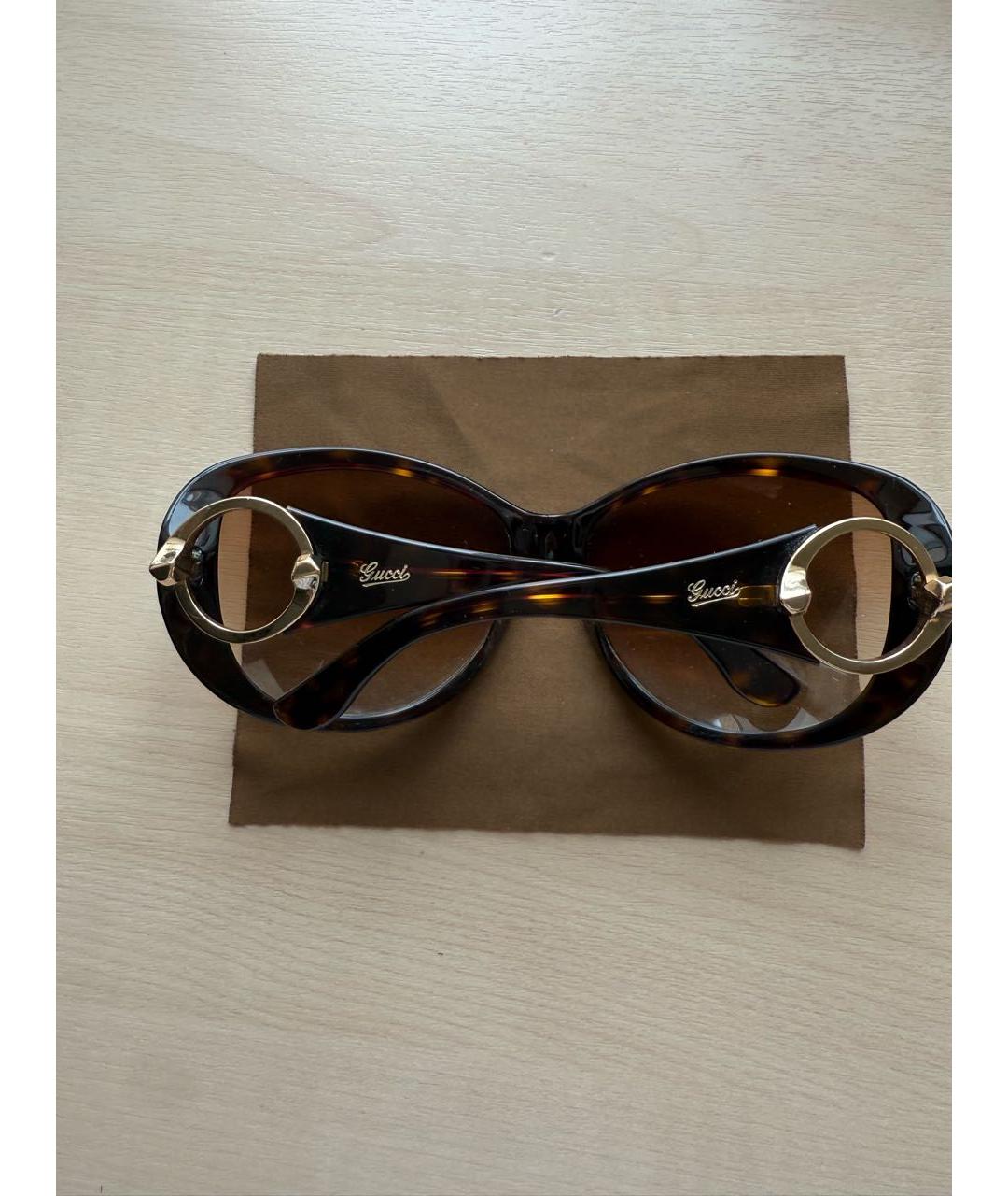 GUCCI Коричневые пластиковые солнцезащитные очки, фото 7