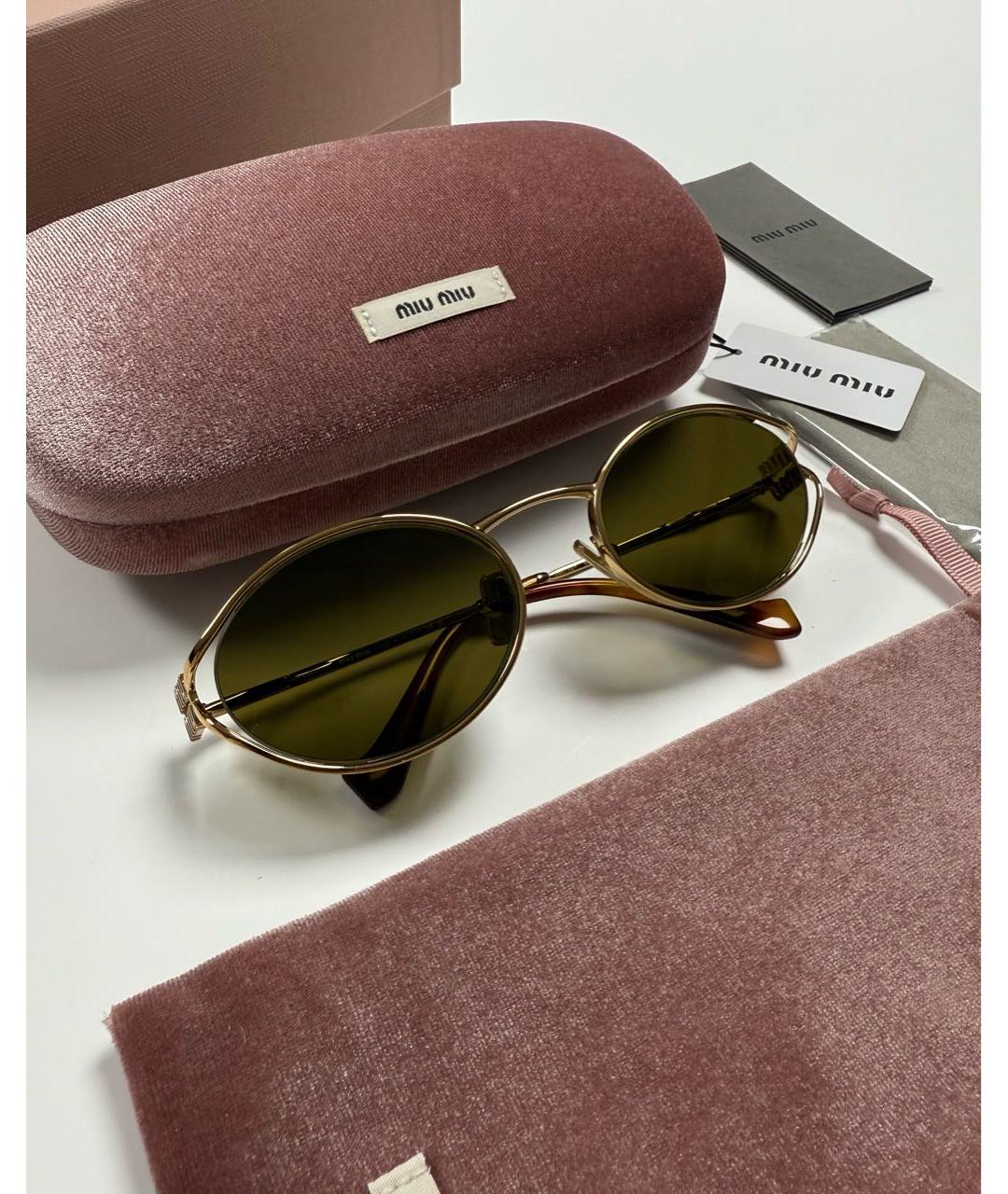 MIU MIU Коричневые металлические солнцезащитные очки, фото 2