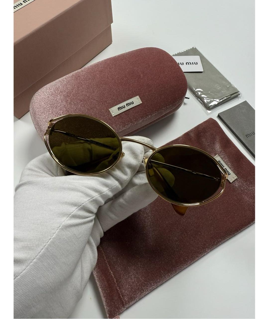 MIU MIU Коричневые металлические солнцезащитные очки, фото 3