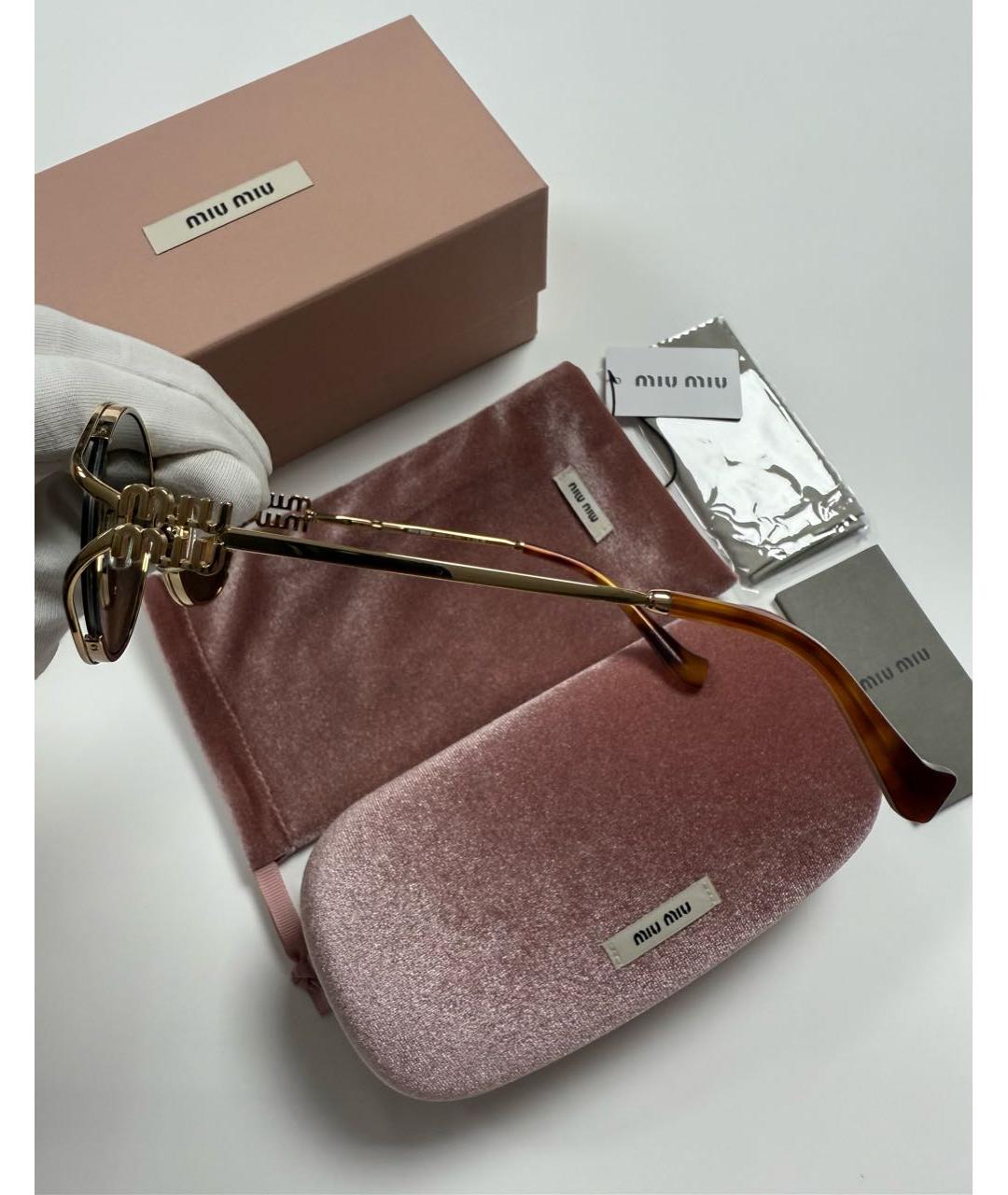 MIU MIU Коричневые металлические солнцезащитные очки, фото 4