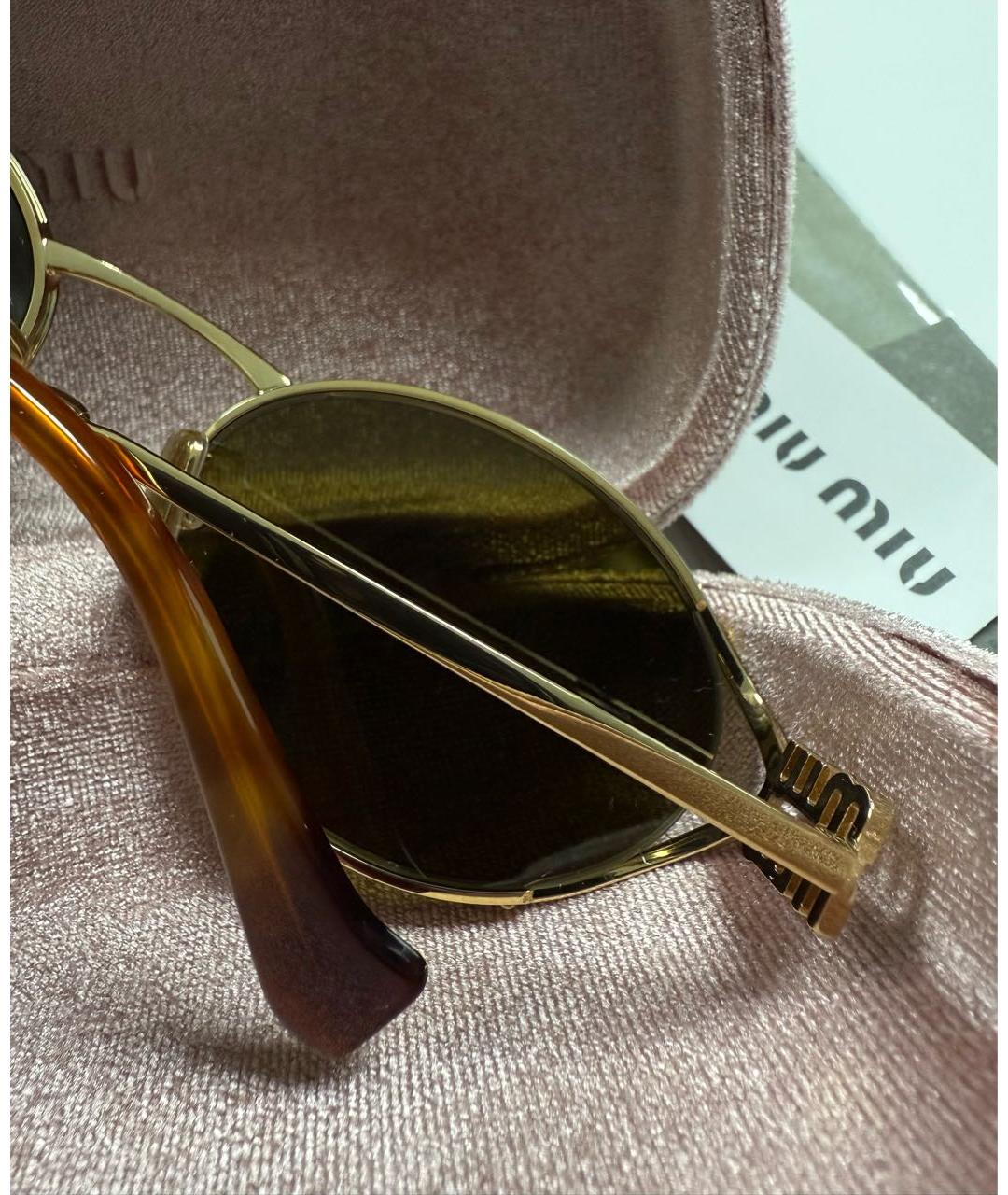 MIU MIU Коричневые металлические солнцезащитные очки, фото 8