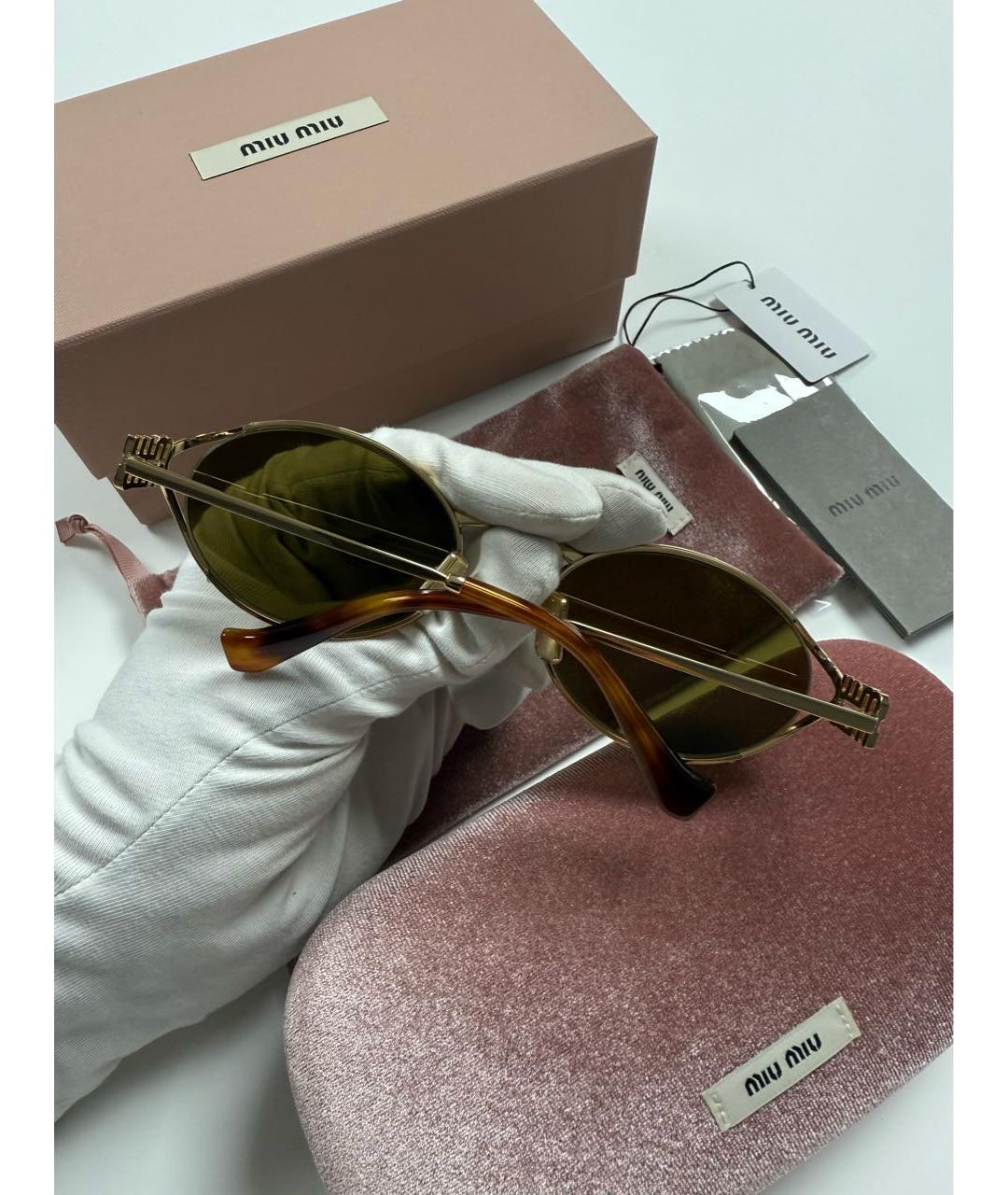 MIU MIU Коричневые металлические солнцезащитные очки, фото 7