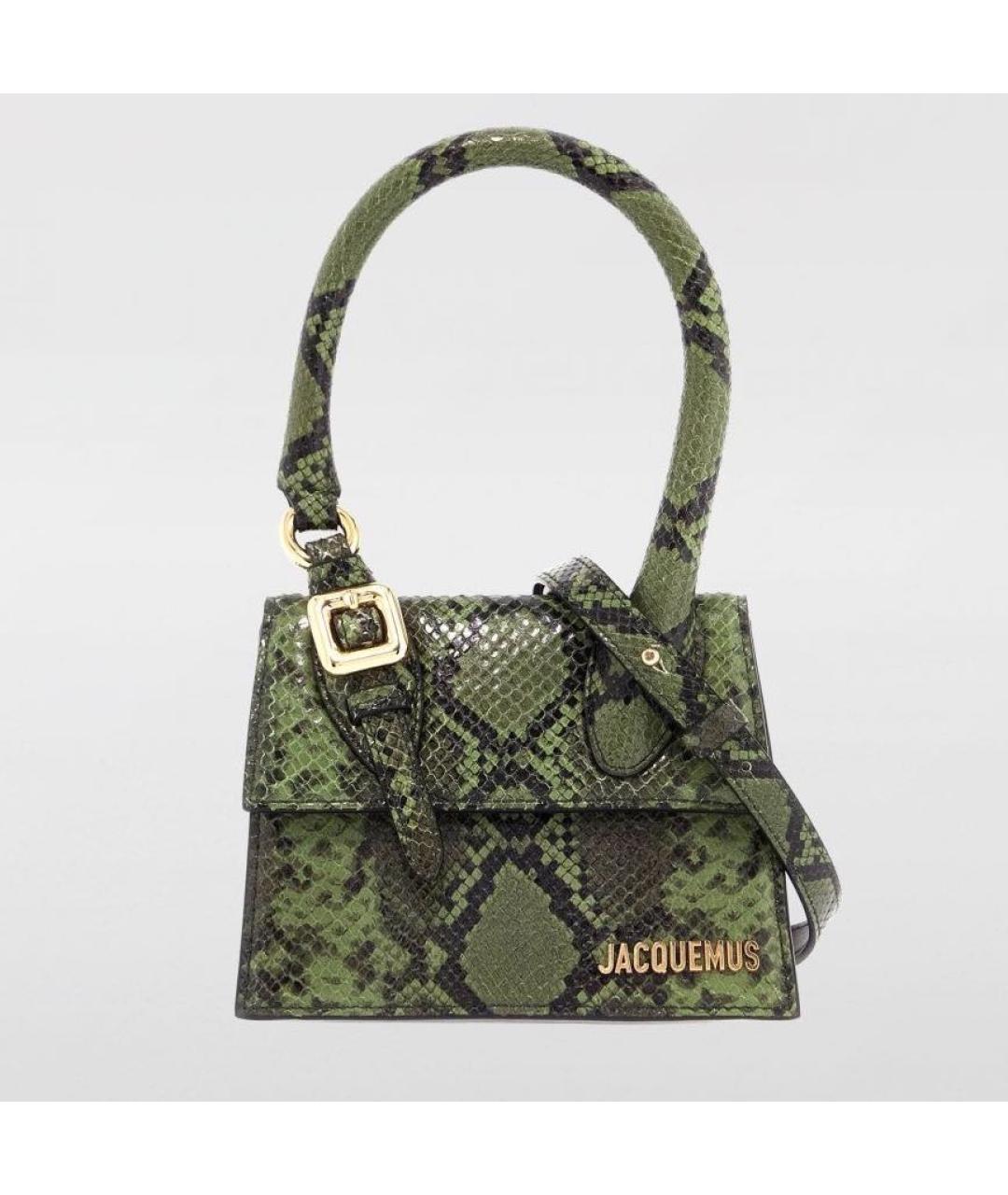 JACQUEMUS Зеленая сумка с короткими ручками из лакированной кожи, фото 3