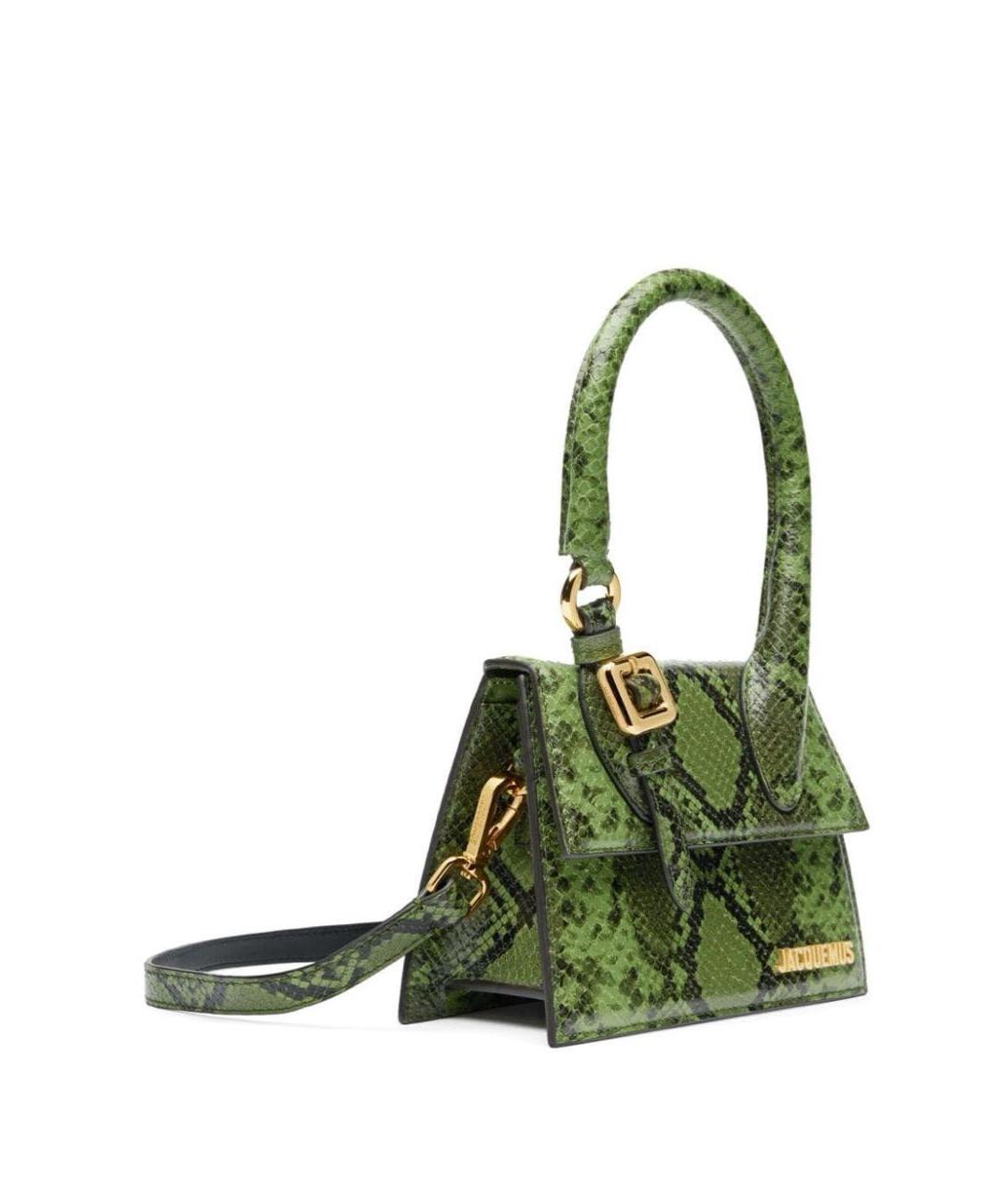 JACQUEMUS Зеленая сумка с короткими ручками из лакированной кожи, фото 2