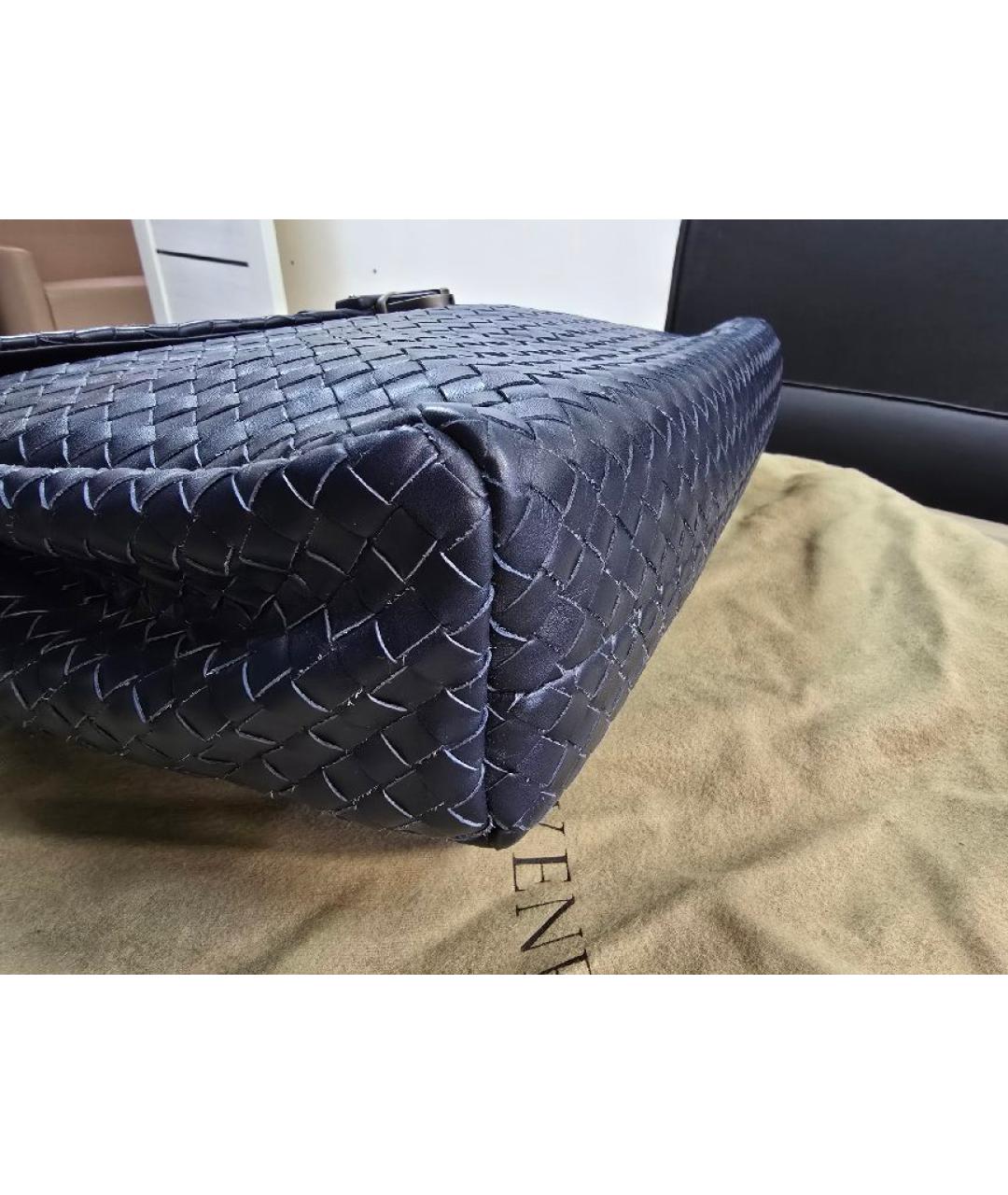 BOTTEGA VENETA Темно-синий кожаный портфель, фото 7