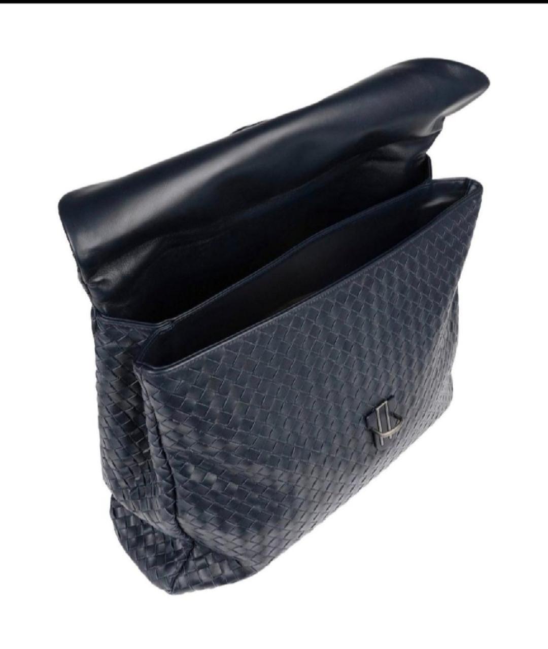 BOTTEGA VENETA Темно-синий кожаный портфель, фото 2