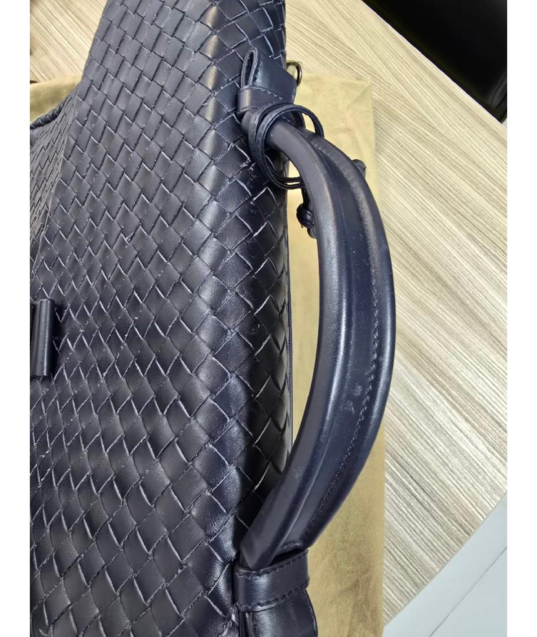 BOTTEGA VENETA Темно-синий кожаный портфель, фото 8