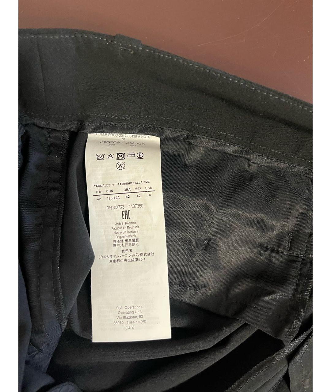 ARMANI COLLEZIONI Черные шерстяные прямые брюки, фото 6