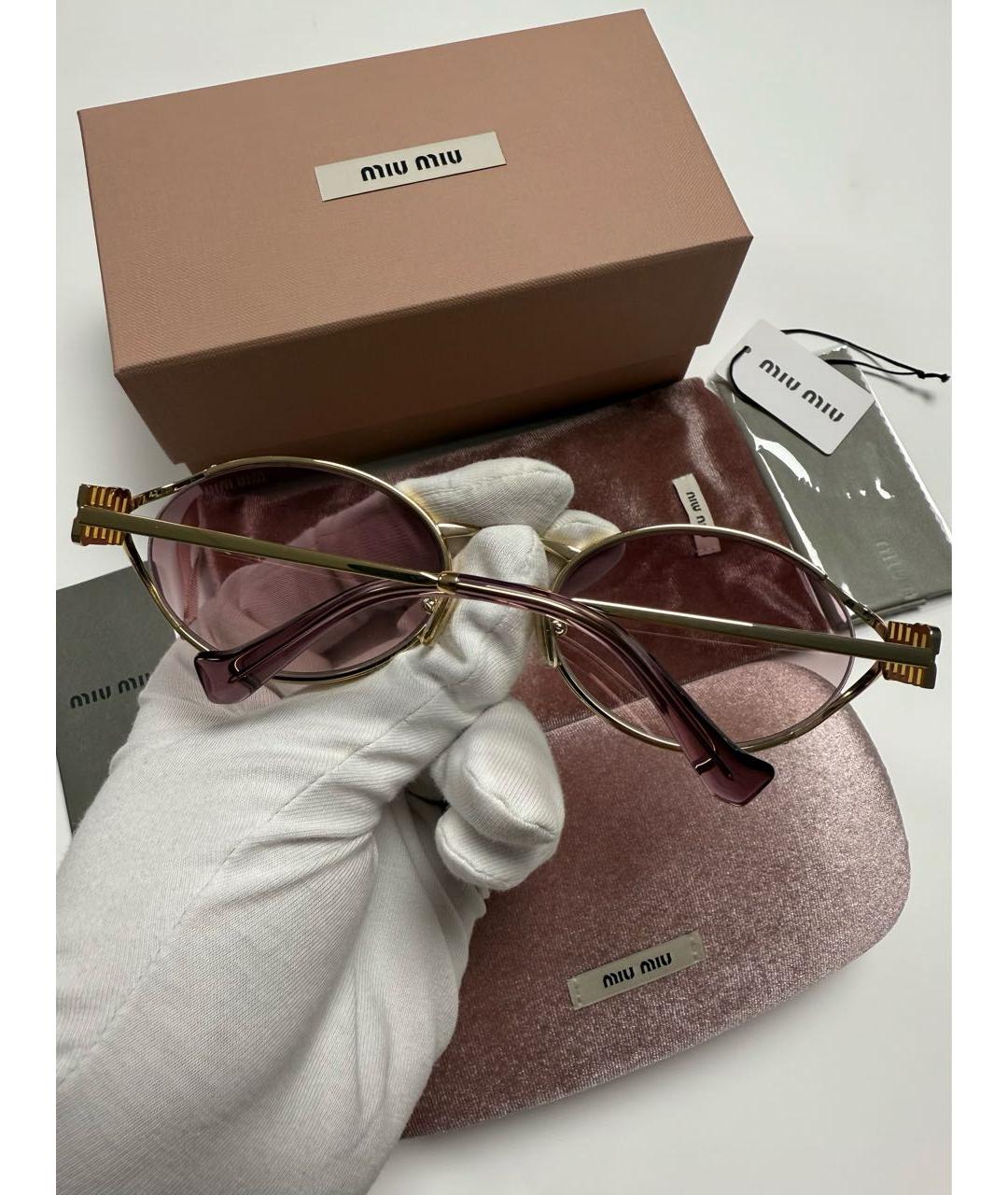 MIU MIU Розовые металлические солнцезащитные очки, фото 7