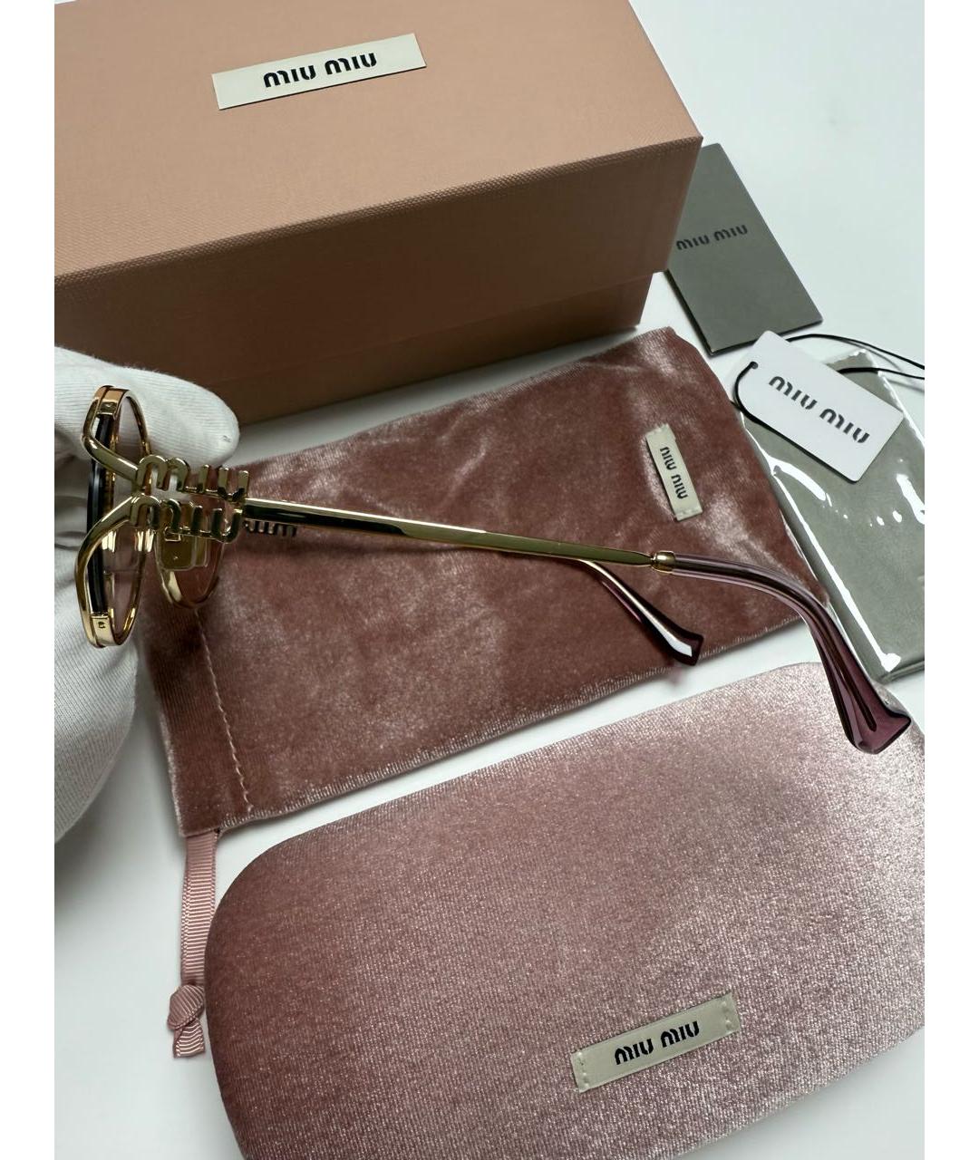 MIU MIU Розовые металлические солнцезащитные очки, фото 4
