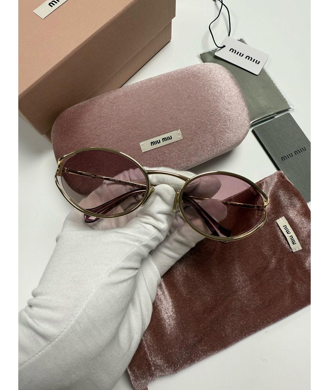 MIU MIU Розовые металлические солнцезащитные очки, фото 3