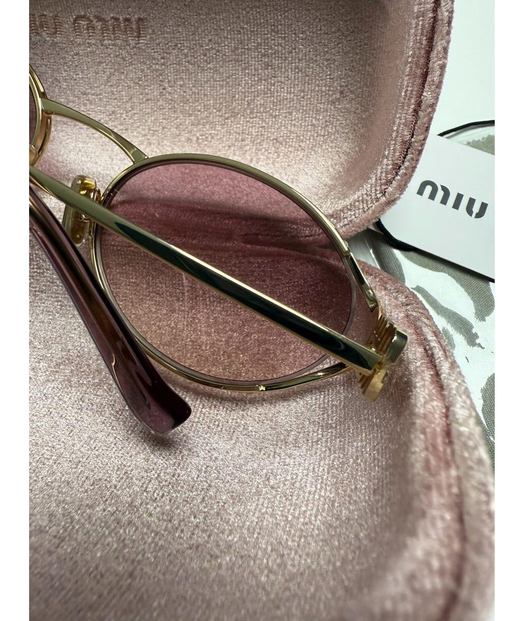 MIU MIU Розовые металлические солнцезащитные очки, фото 8