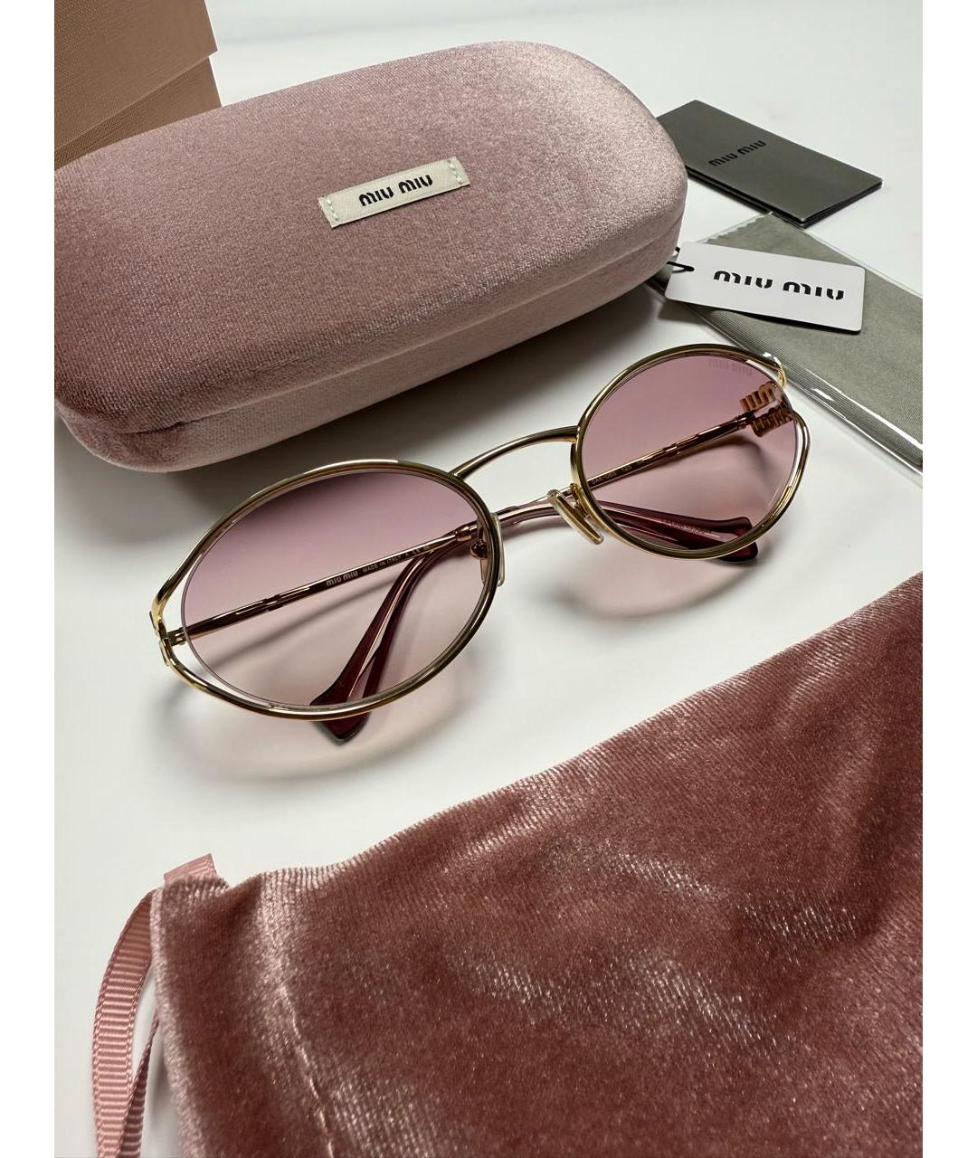 MIU MIU Розовые металлические солнцезащитные очки, фото 2