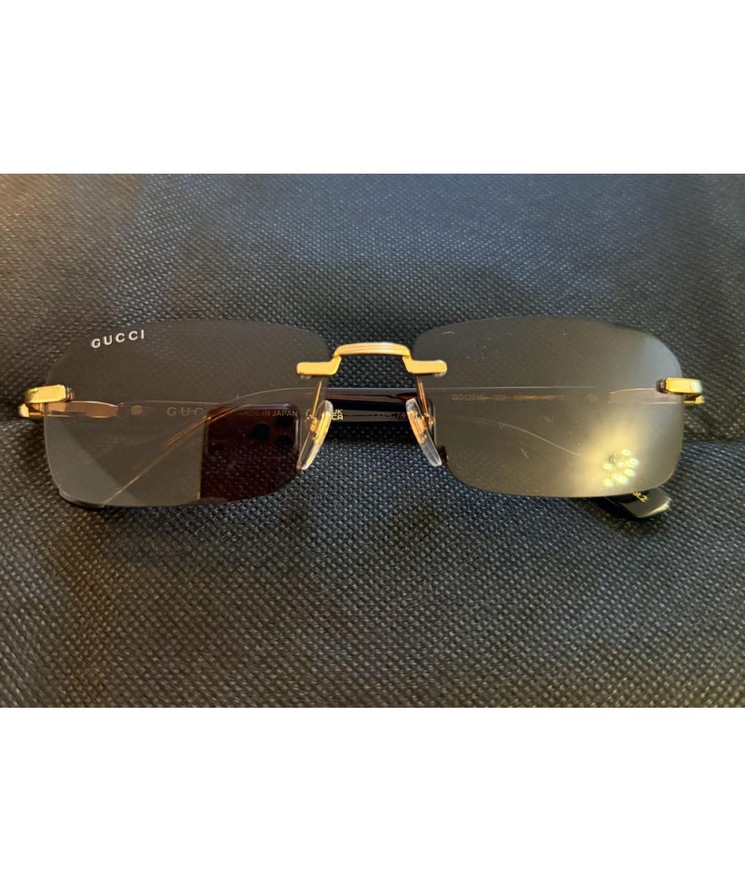 GUCCI Коричневые металлические солнцезащитные очки, фото 5