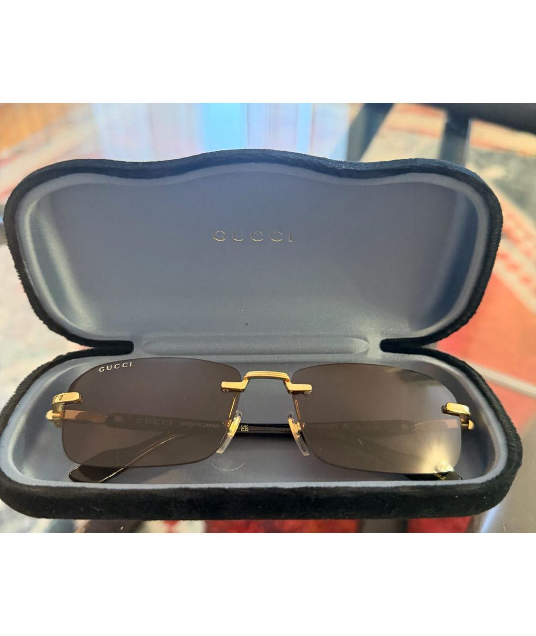 GUCCI Коричневые металлические солнцезащитные очки, фото 4