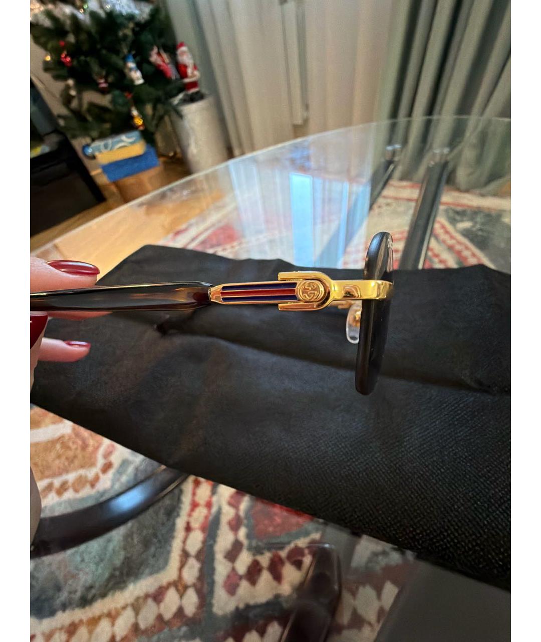 GUCCI Коричневые металлические солнцезащитные очки, фото 3