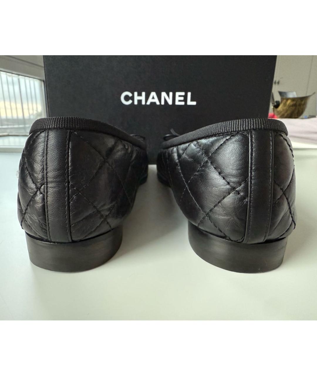 CHANEL Черные кожаные балетки, фото 4