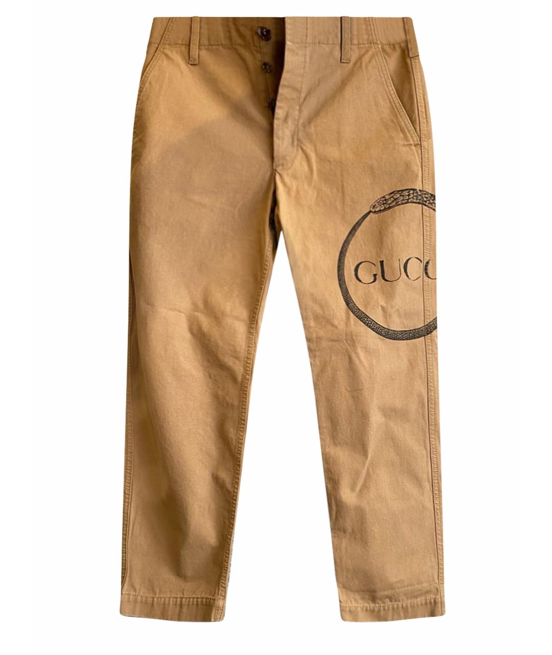 GUCCI Бежевые хлопковые прямые джинсы, фото 1