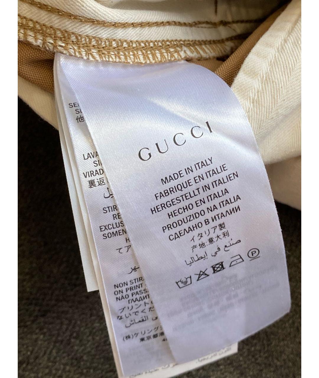 GUCCI Бежевые хлопковые прямые джинсы, фото 6