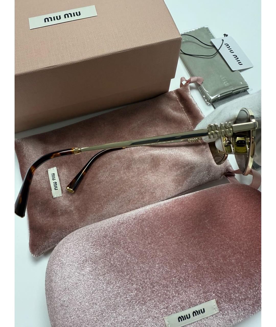 MIU MIU Коричневые металлические солнцезащитные очки, фото 4